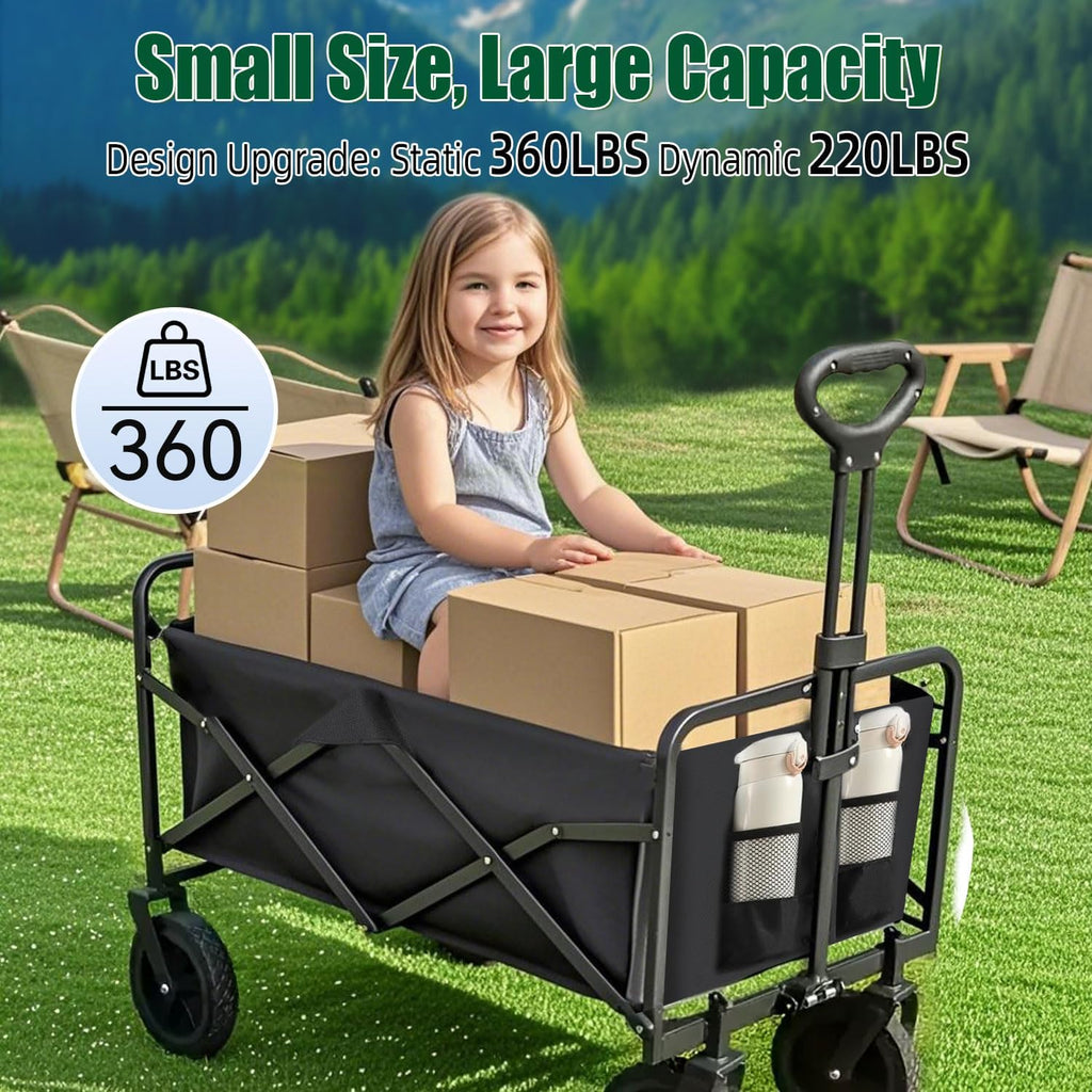 Foldable 4-wheel cart foldable 37 inches long 480 lb capacity heavy-duty beach cart wourant