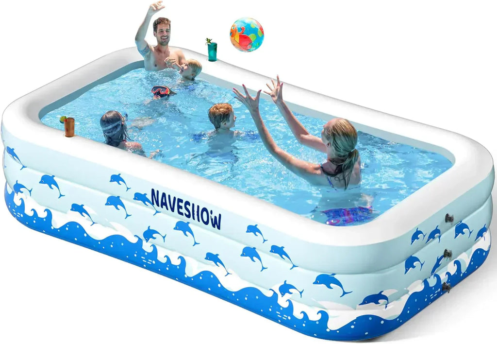 Inflatable Swimming Pool with Seats 130" x 72" x 22" Full-Sized Durable PVC Thickened wourant