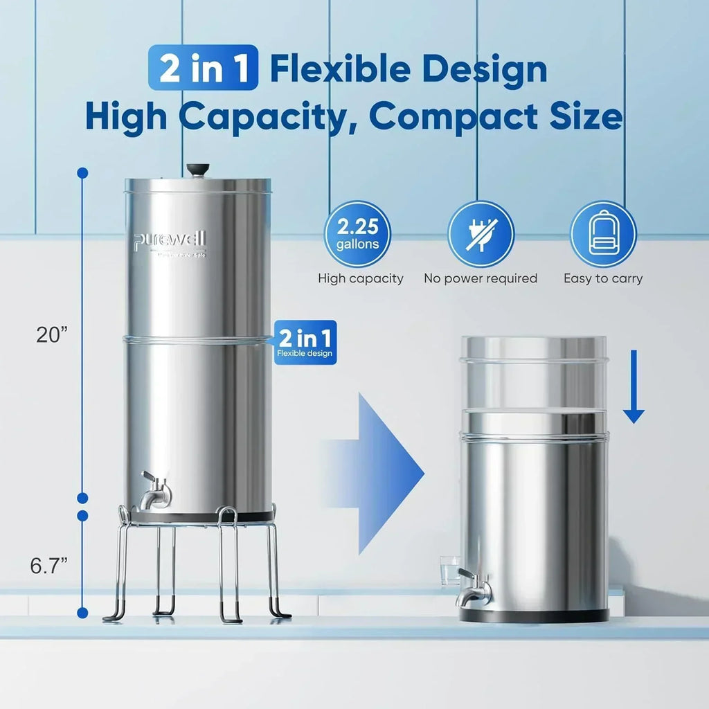 Purewell three-stage 0.01μm ultrafiltration gravity water filtration system 304 wourant