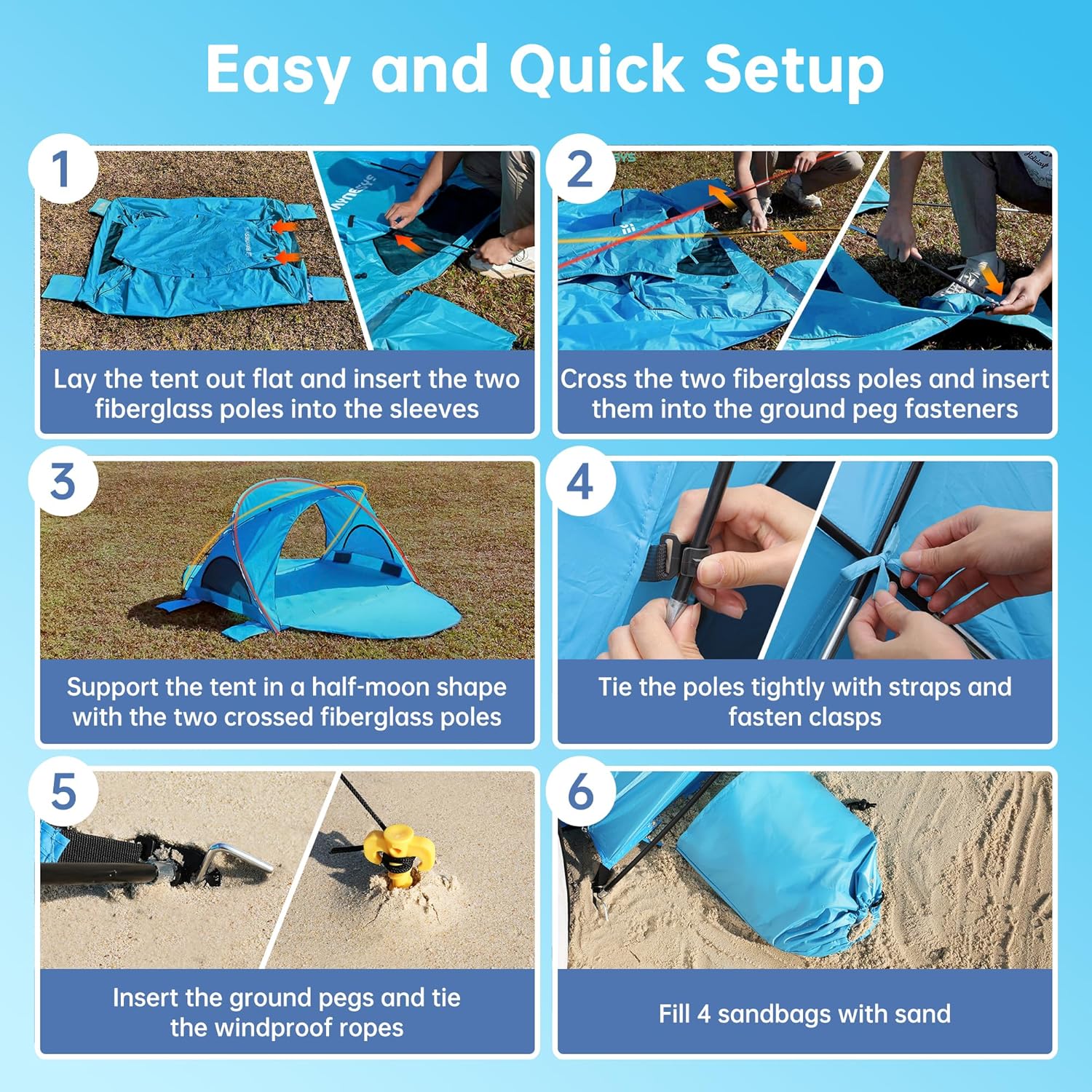 Beach Tent Sun Shelter Beach Shade Tent with UPF50+ UV Protection Beach Sun Shelter Beach Shade wourant