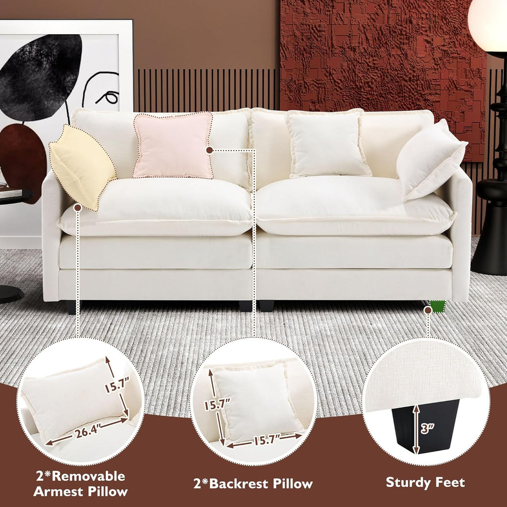 111.4 Inch L Shaped Modern Sofa Modular Cloud Sofa with Ottoman 4 Seater Chenille Deep Seat Sofa wourant