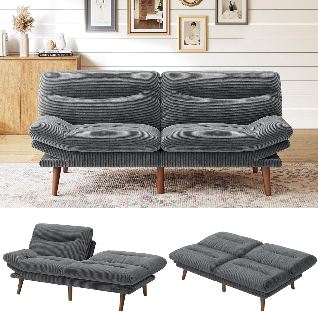 Futon Sofa Bed Futon Sofa Adjustable Back Armrests Converts to Small Sleeper Sofa Bed wourant