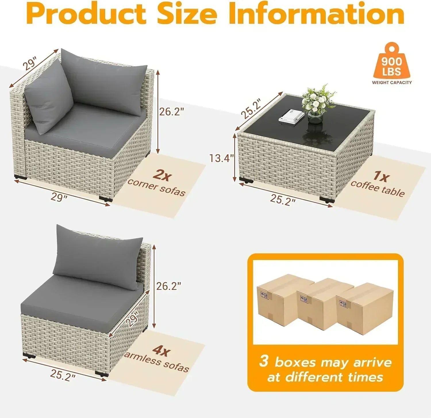 UDPATIO Outdoor Patio Furniture Set 7-Piece PE Wicker Sectional Sofa Outdoor Conversation Set wourant