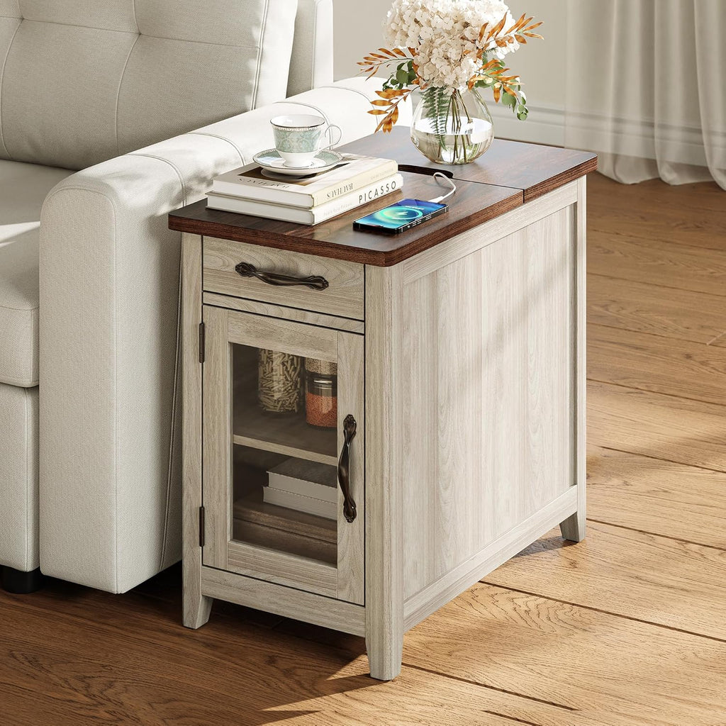 Farmhouse End Table Narrow Side Table Small Nightstand wourant