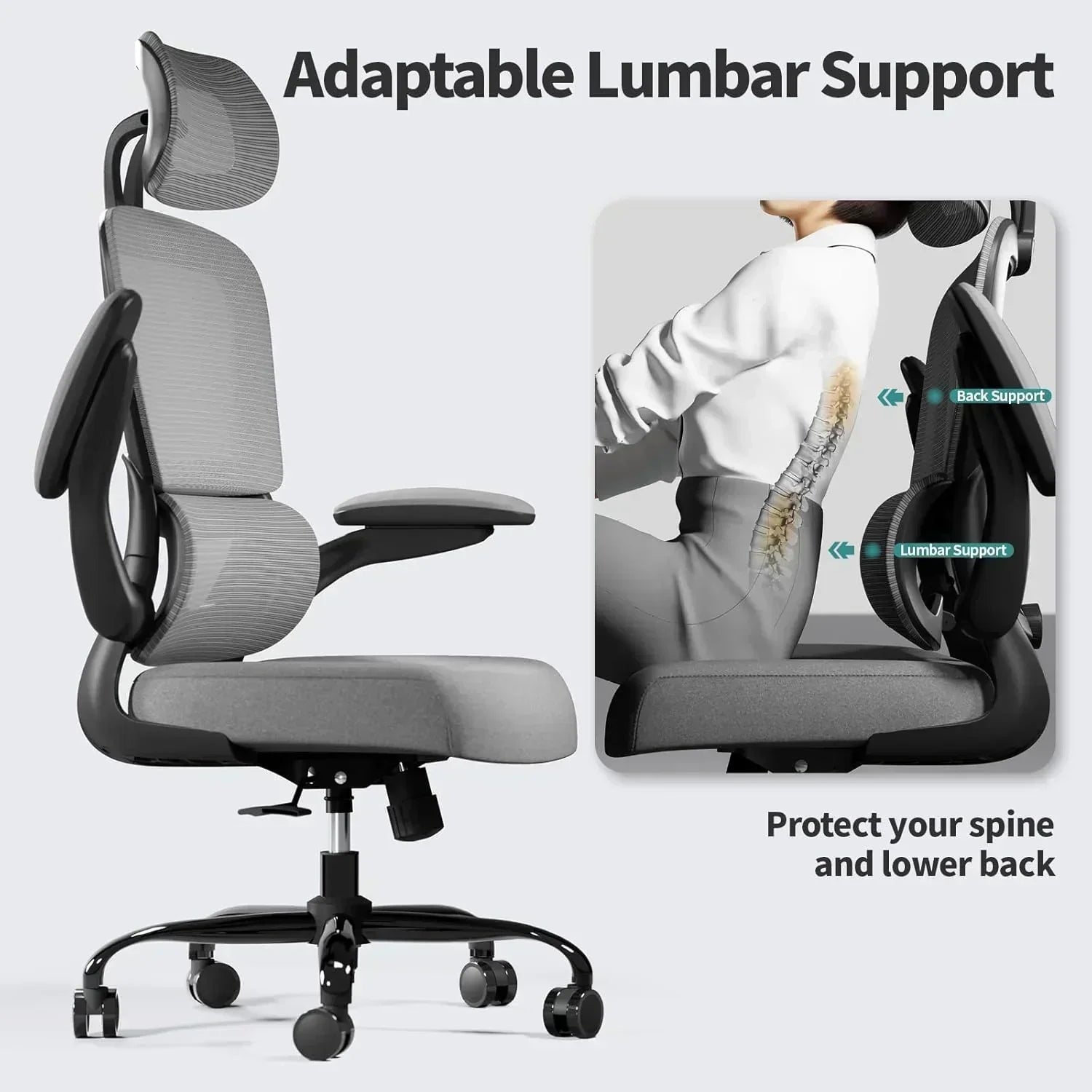Office Chair Ergonomic Desk Chair 330 lbs Home Mesh Desk Chair Comfortable Gaming Chair wourant