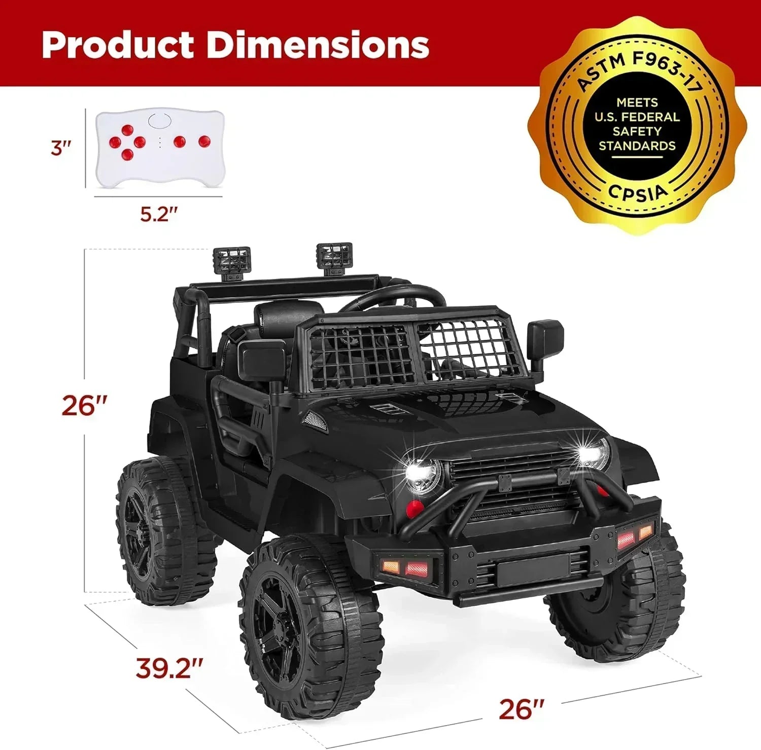Best Choice Products 12V Kids Ride-On Truck Car with Spring Suspension and LED Lights wourant