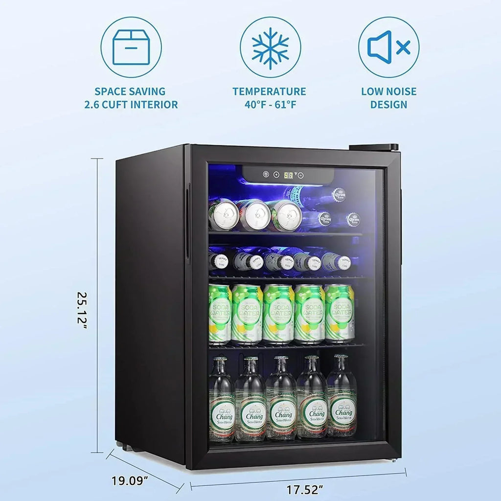 Antarctic Star Beverage Refrigerator Cooler 68 Can Mini Fridge with Glass Door for Beer Drinks Wine wourant