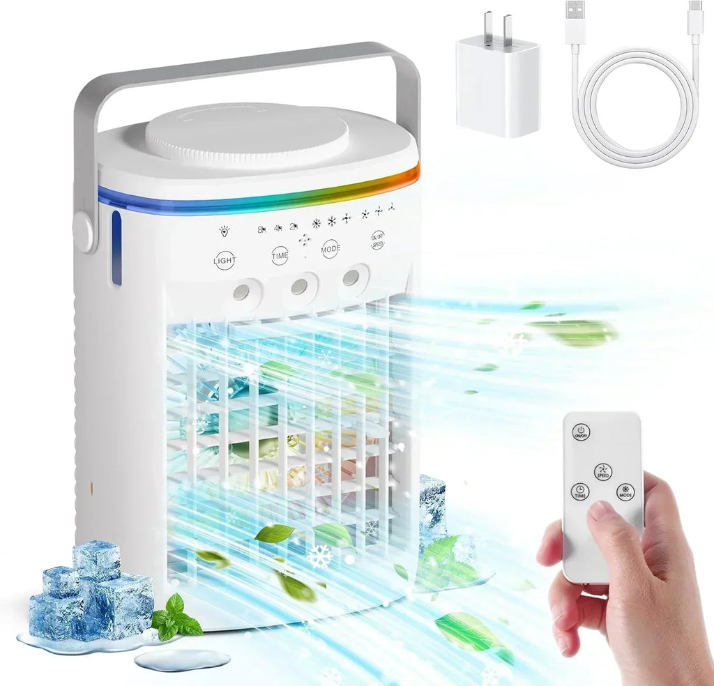 Portable Air Conditioner,Cooling Fan with 3 Speeds 3 Modes 2-8H Timer 1000ml Water Tank wourant