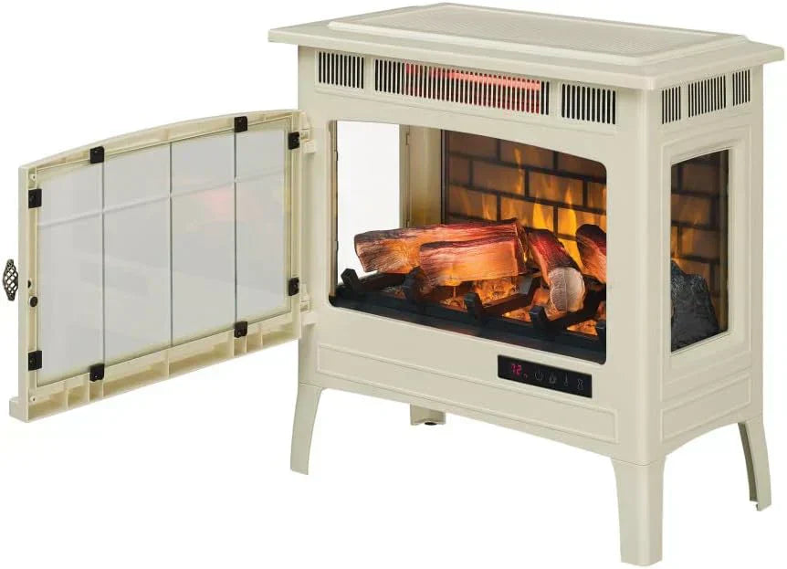 Freestanding Electric Fireplace Stove Heater with 3D Flame Effect for 1000 Sq. Ft wourant