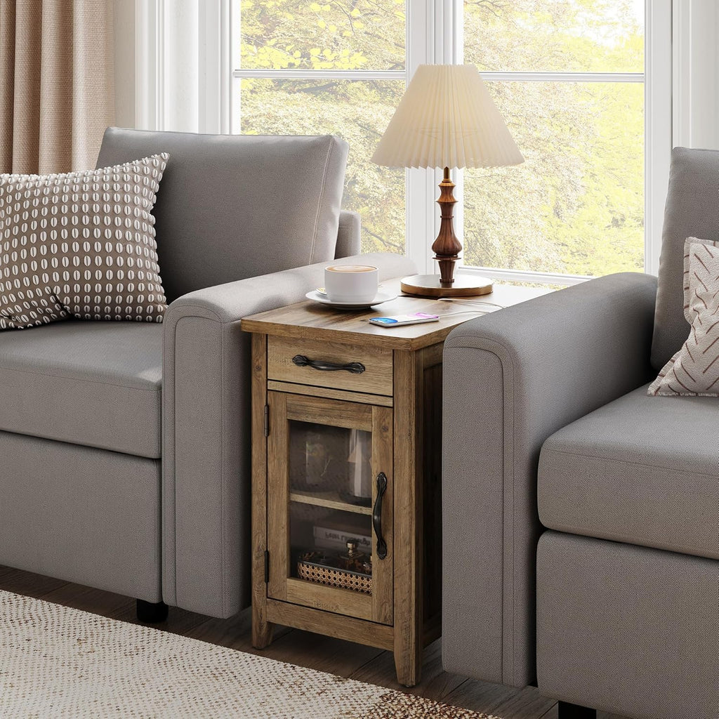 Farmhouse End Table Narrow Side Table Small Nightstand wourant