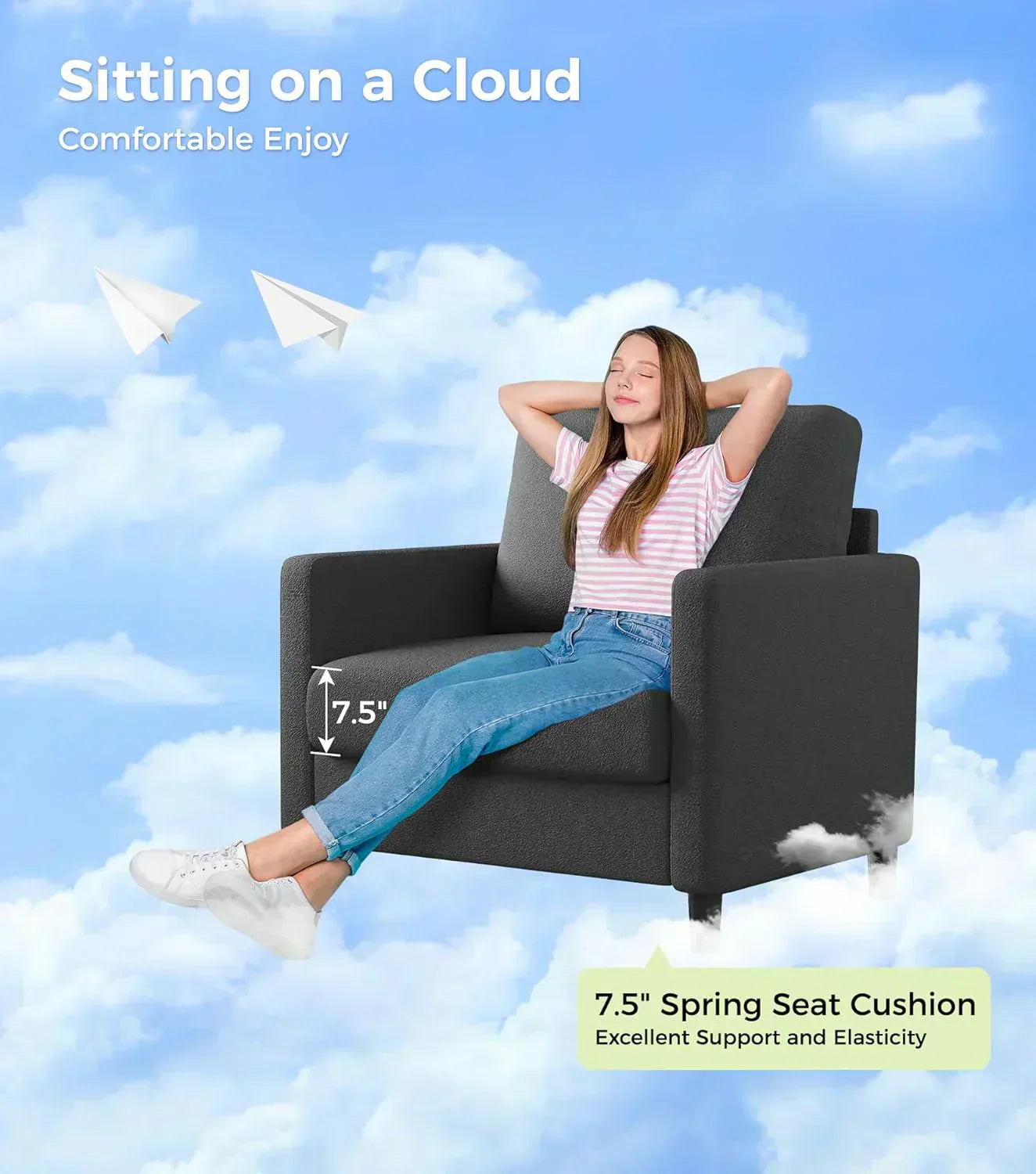 Loveseat Sofa 51" Love Seat Comfy Corduroy Small Loveseat Tool-Free Setup Couch wourant