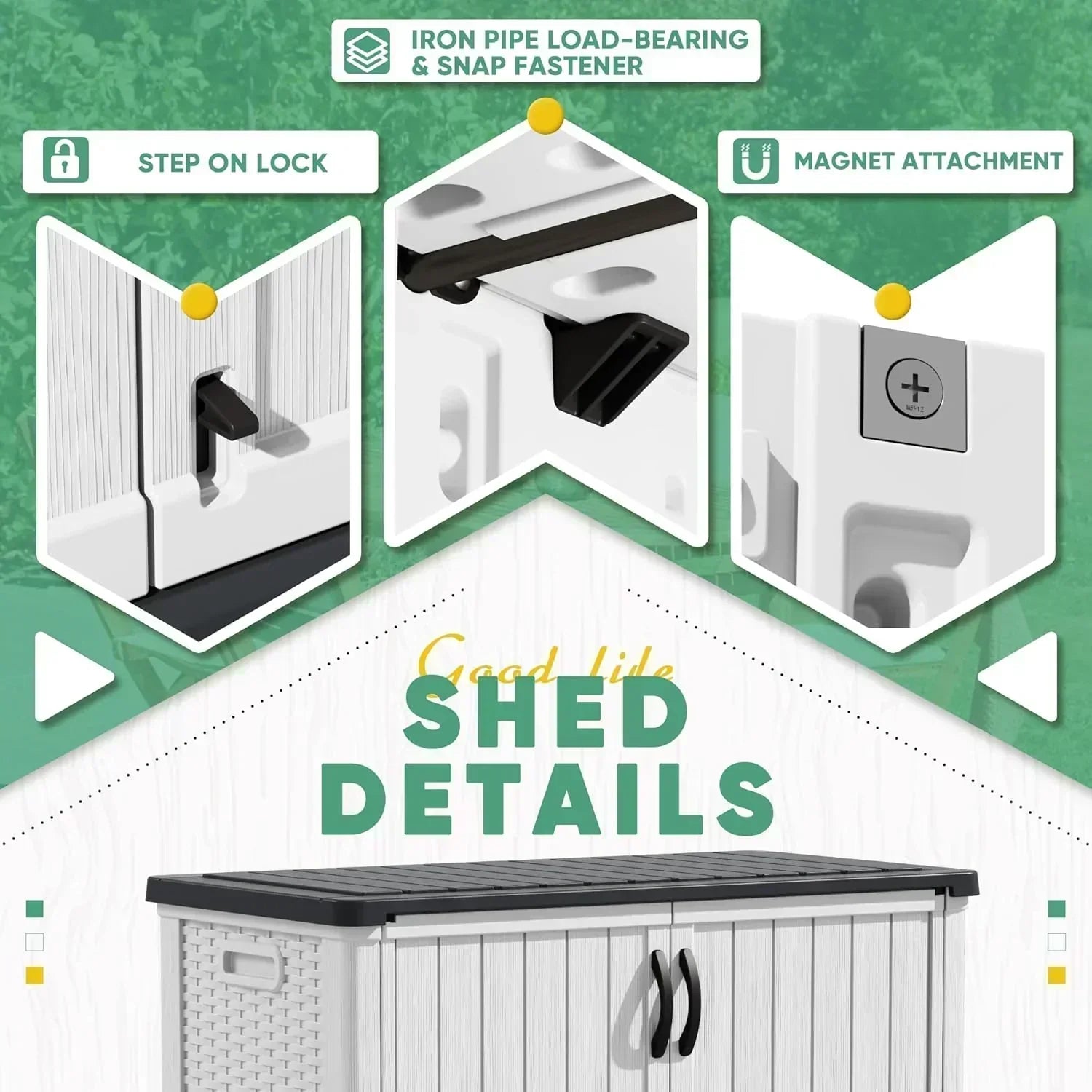 Devoko Outdoor Storage Cabinet 26 Cu Ft with Lockable Doors Horizontal Storage Shed Waterproof wourant
