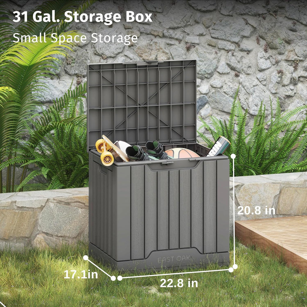 EAST OAK Outdoor Storage Box 60 Gallon Deck Box Indoor and Outdoor Use Waterproof Resin Storage wourant