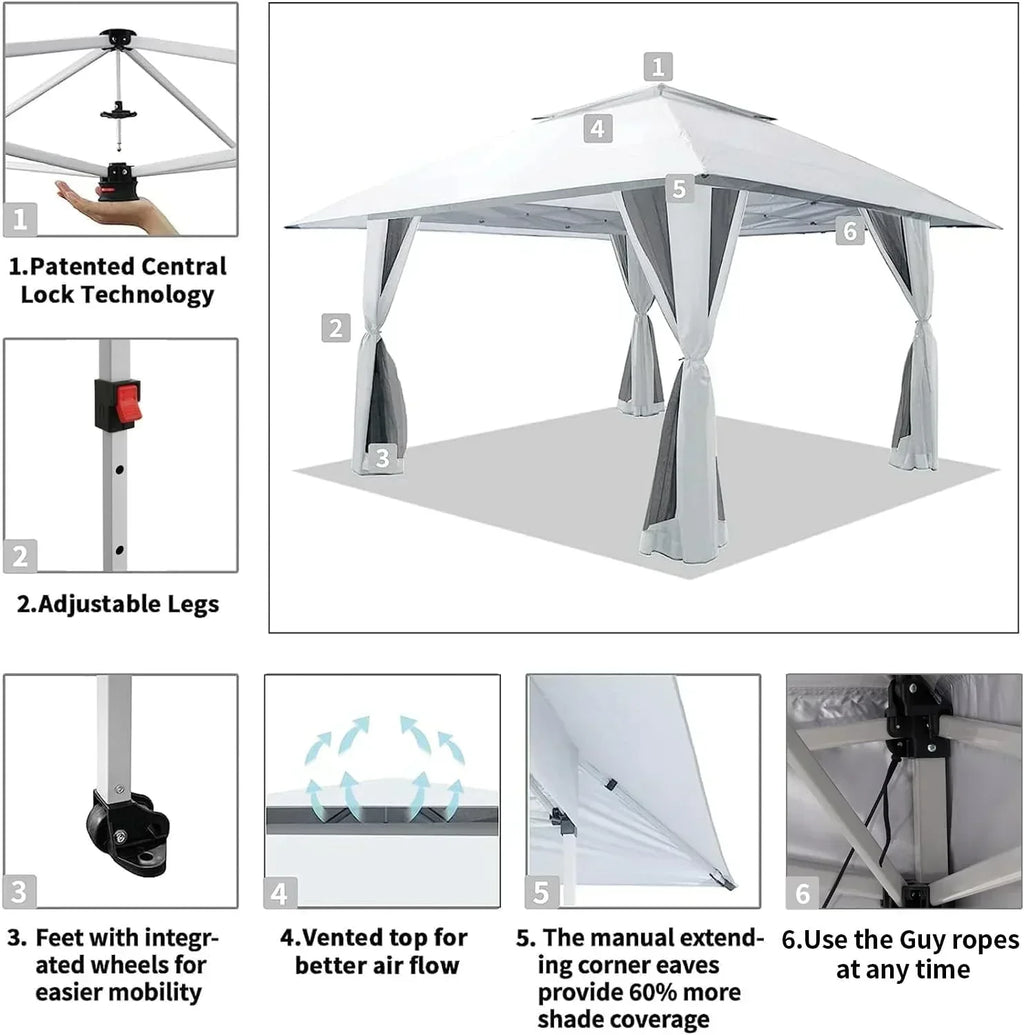 CROWN SHADES 13x13 Pop Up Gazebo Canopy Tent Gazebos on Clearance Outdoor Gazebo wourant