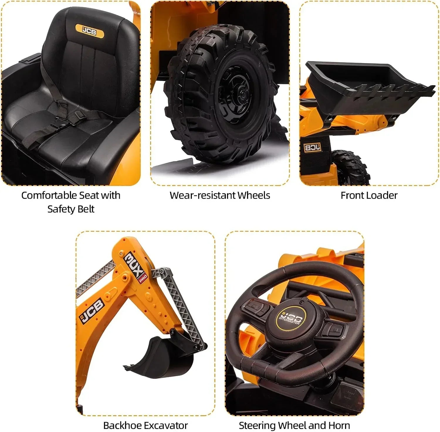 12V JCB Ride On Excavator Ride on Toys for Kids 4-8 Electric Car for Kids with Tractor wourant