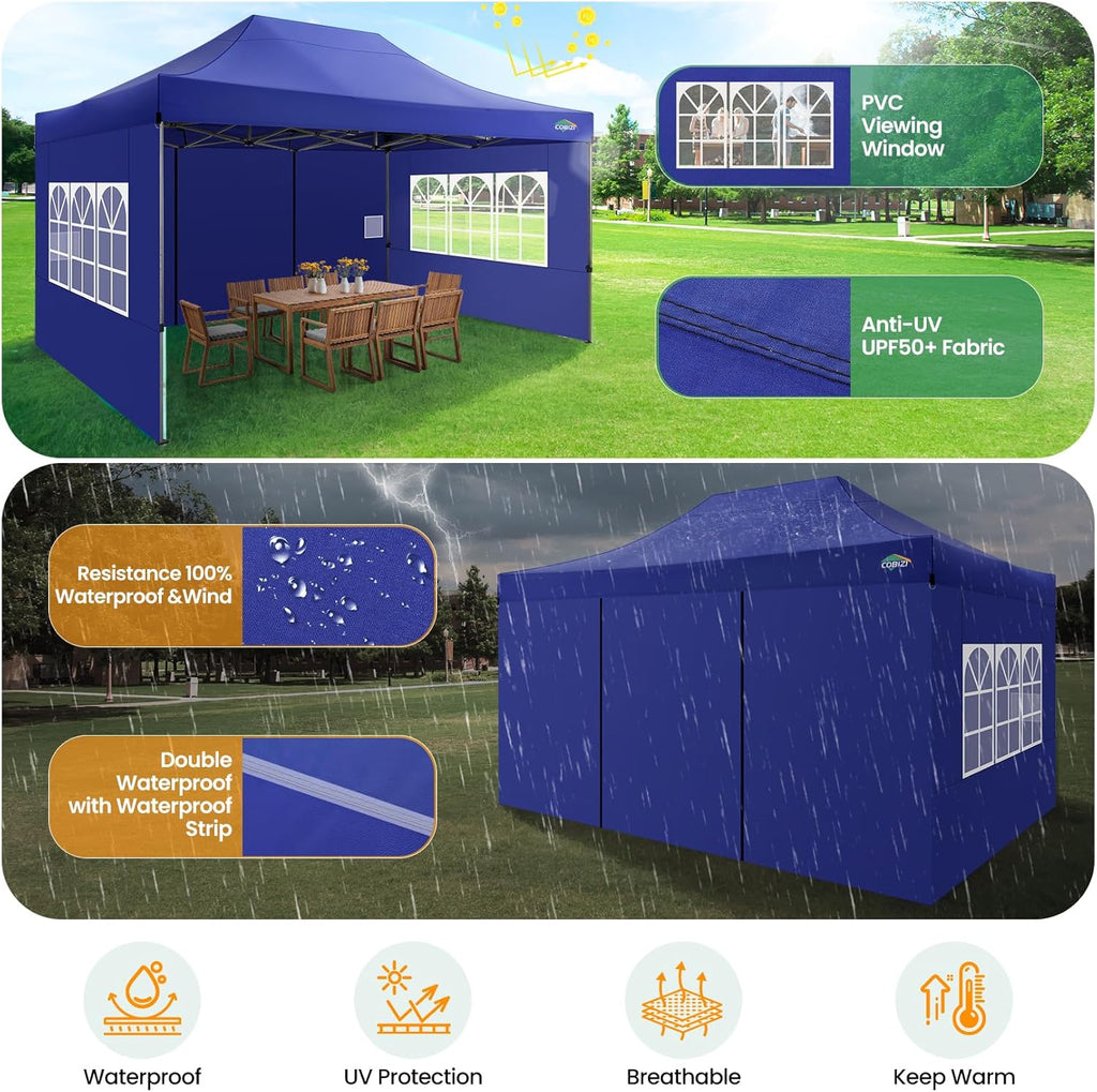 COBIZI 10x20 Heavy Duty Pop up Canopy Tent 6 sidewalls Commercial Canopy Wedding Party Tents wourant