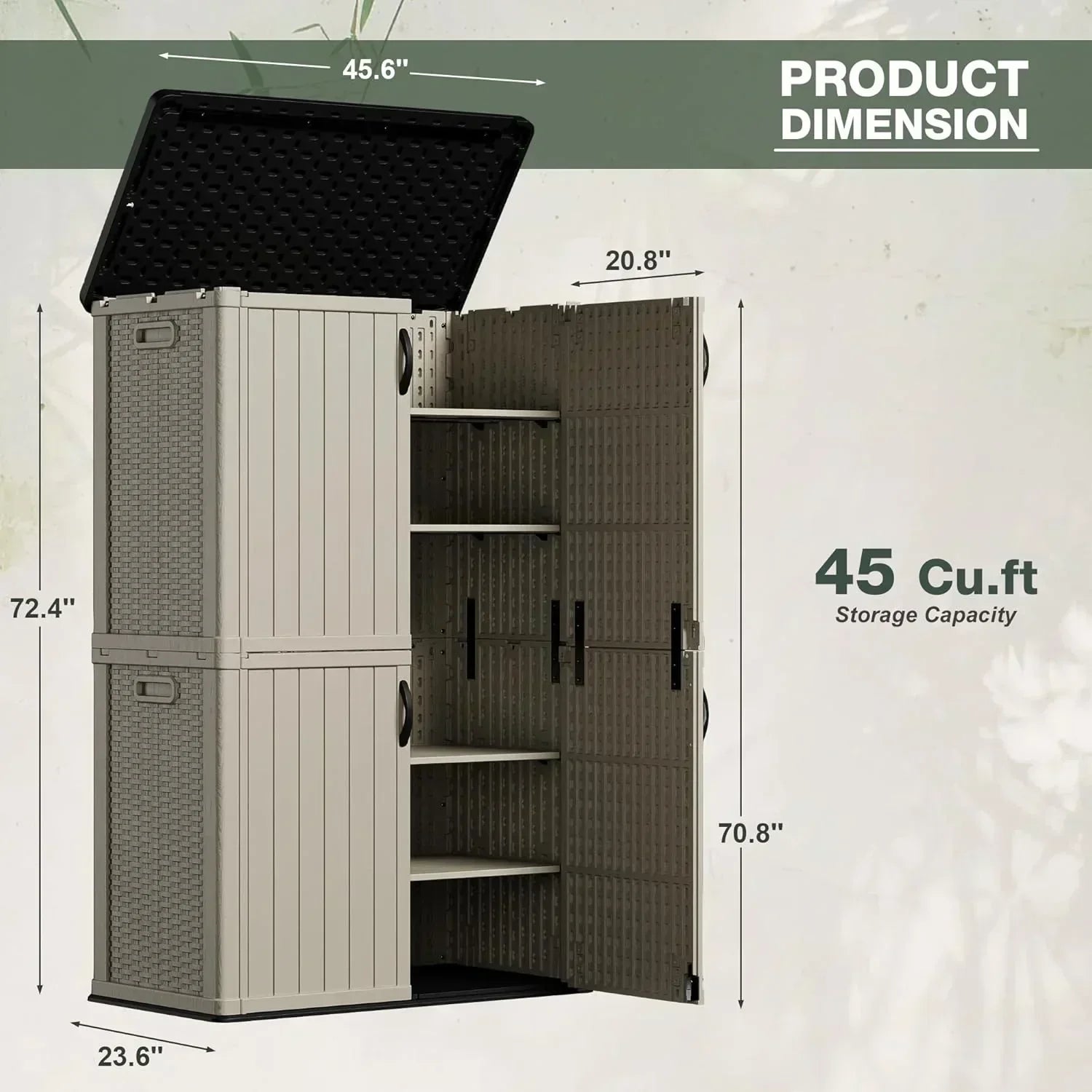 Greesum Outdoor Horizontal Storage Shed 27 Cu.ft Resin Large Storage Box for Garden Patio wourant