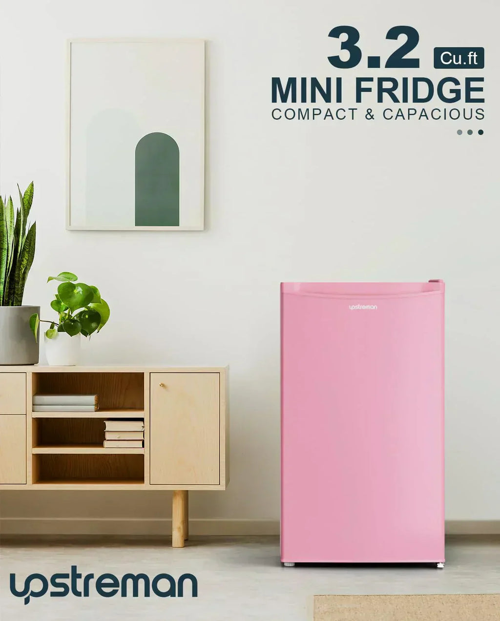 Upstreman 3.2 Cu.Ft Mini Fridge Freezer Single Door Fridge Dorm Fridge Adjustable Thermostat wourant