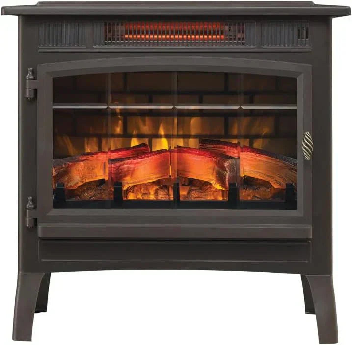 Freestanding Electric Fireplace Stove Heater with 3D Flame Effect for 1000 Sq. Ft wourant