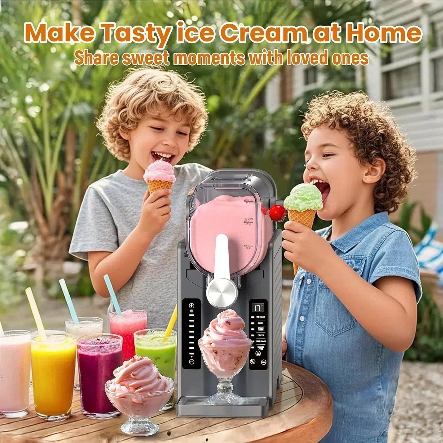 Slushie Machine Professional Frozen Drink Maker No Ice Needed Slushie Machine with LED Display wourant