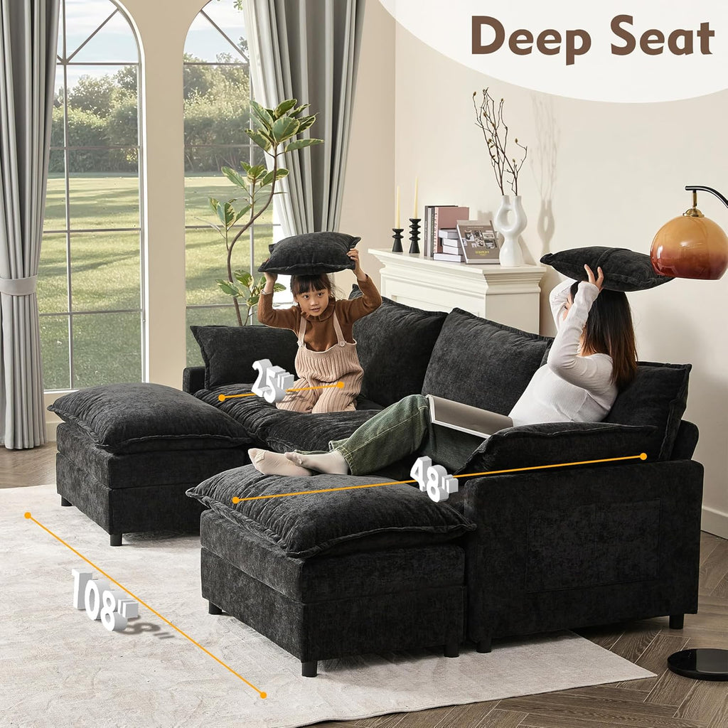 108" U-shaped sofa modular sofa Comfortable cloud sofa wourant
