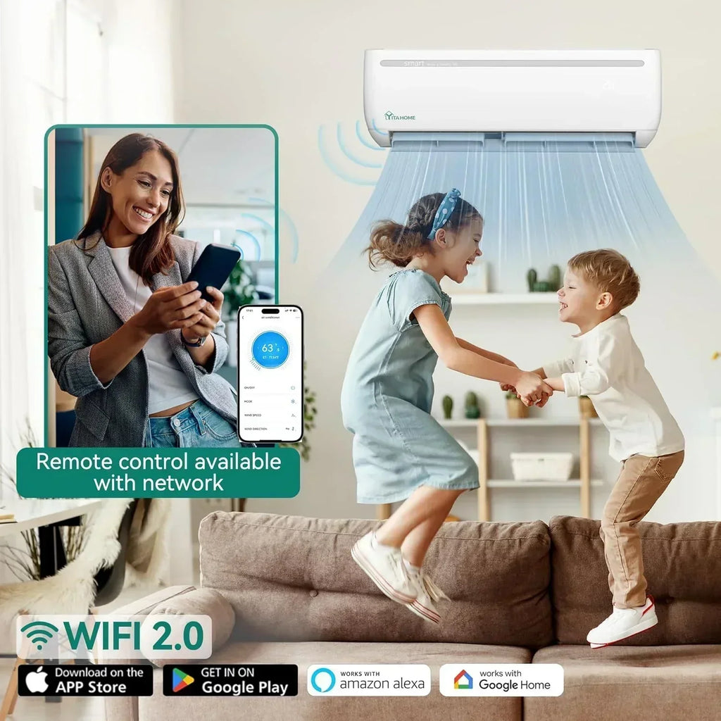 12000 BTU Mini Split Air Conditioner Heat Pump System Wifi Enabled 20 SEER2 115V Inverter Ductless wourant