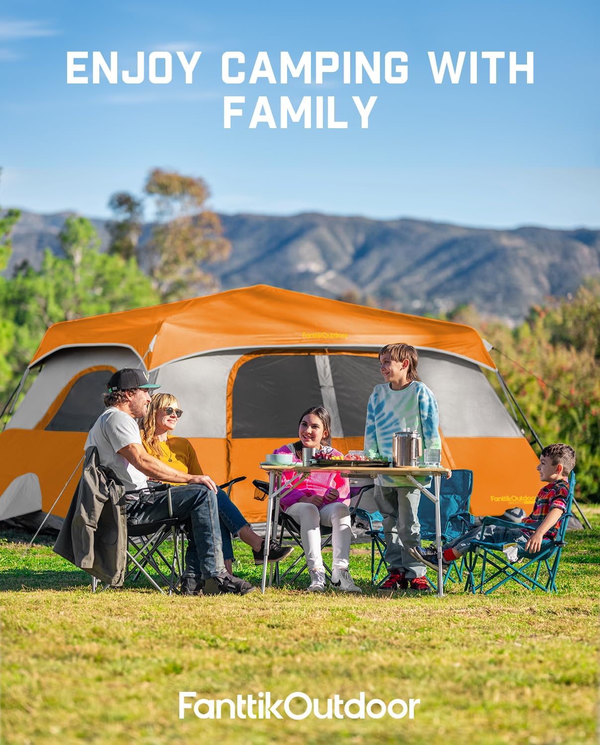 Portable camping tent for 4/6/8/10 people with instant cabin and rainproof and windproof wourant
