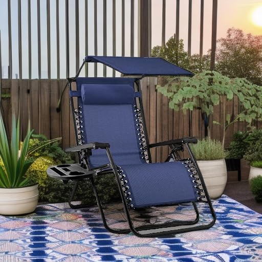 Best Choice Products Folding Zero Gravity Recliner Patio Lounge Chair Adjustable Canopy Shade wourant