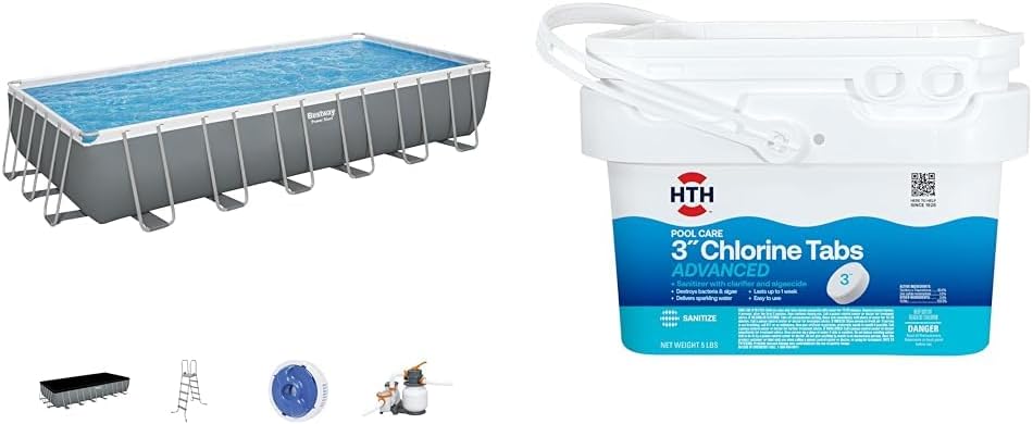 Power Steel 14' x 8'2" x 39.5" Oval Above Ground Pool Set Includes 530gal Filter Pump Ladder wourant