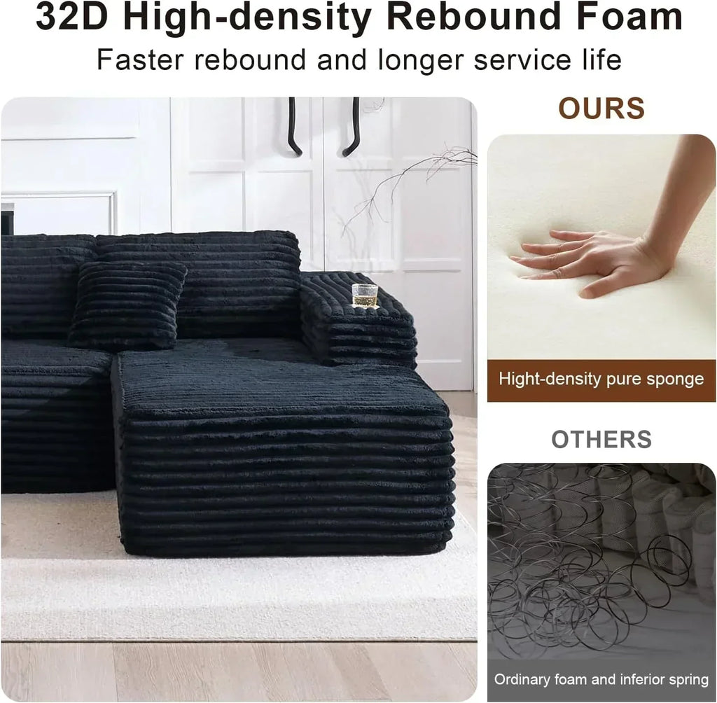 Cloud section sofa with L-shaped recliner modern modular sofa built-in cup holder wourant