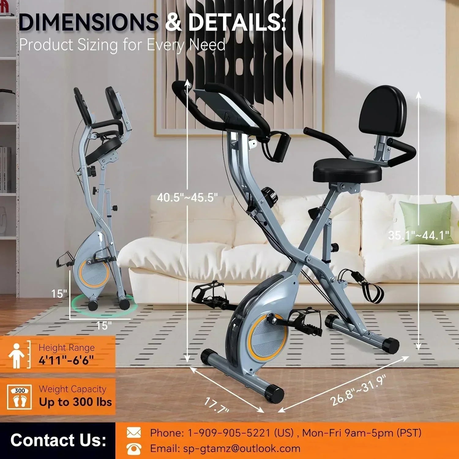 Foldable Exercise Bike Stationary Bikes  5 IN 1 Indoor Workout Cycling Bike Quiet Magnetic Resistance wourant