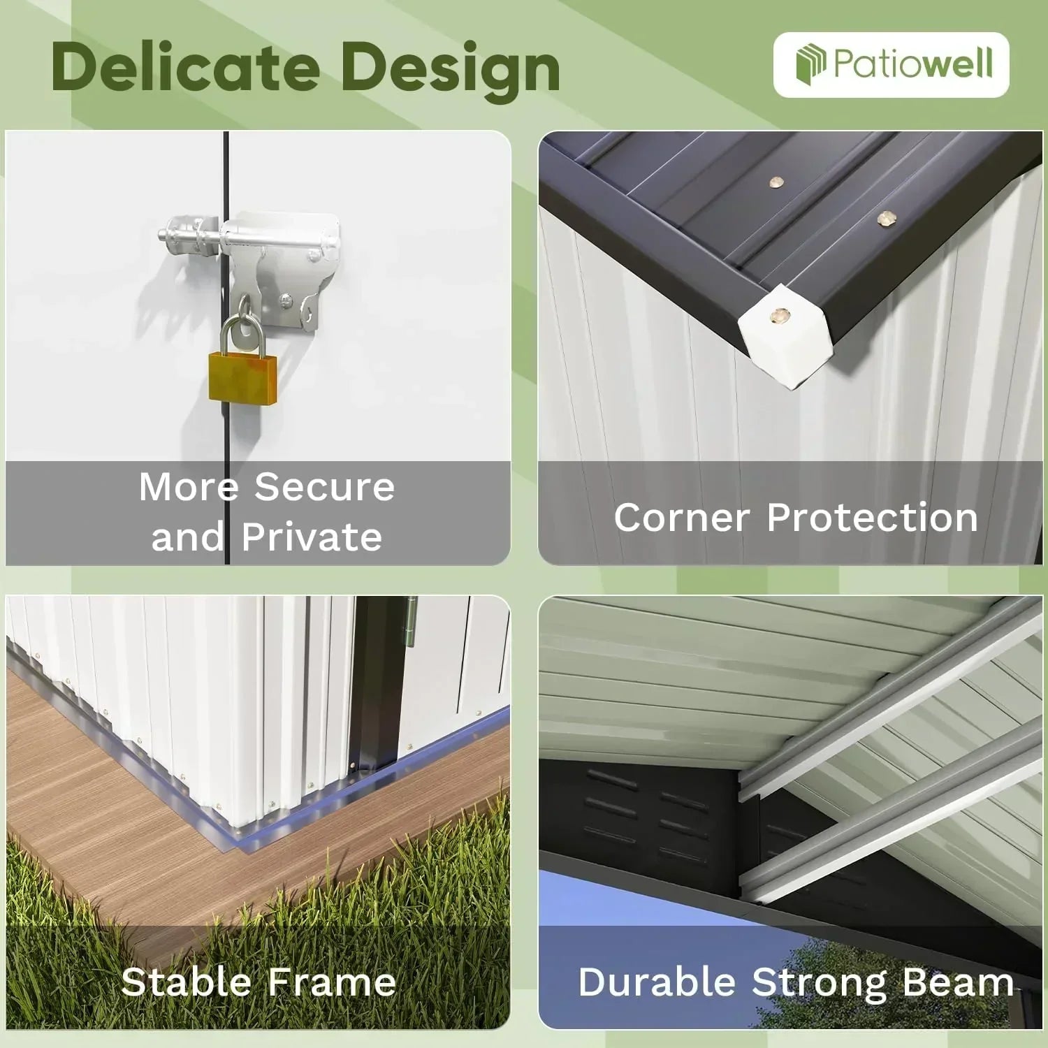 Patiowell 5x3 FT Outdoor Storage Shed Tool Shed with Sloping Roof and Lockable Door Metal Shed wourant