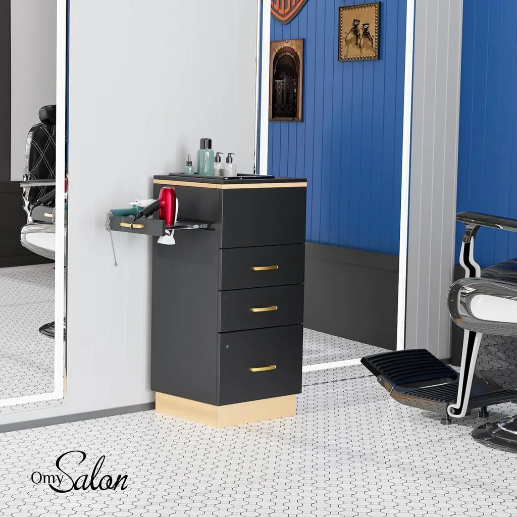 OmySalon Salon Storage Station Barber Stations Beauty Salon Spa Equipment with 3 Drawers wourant