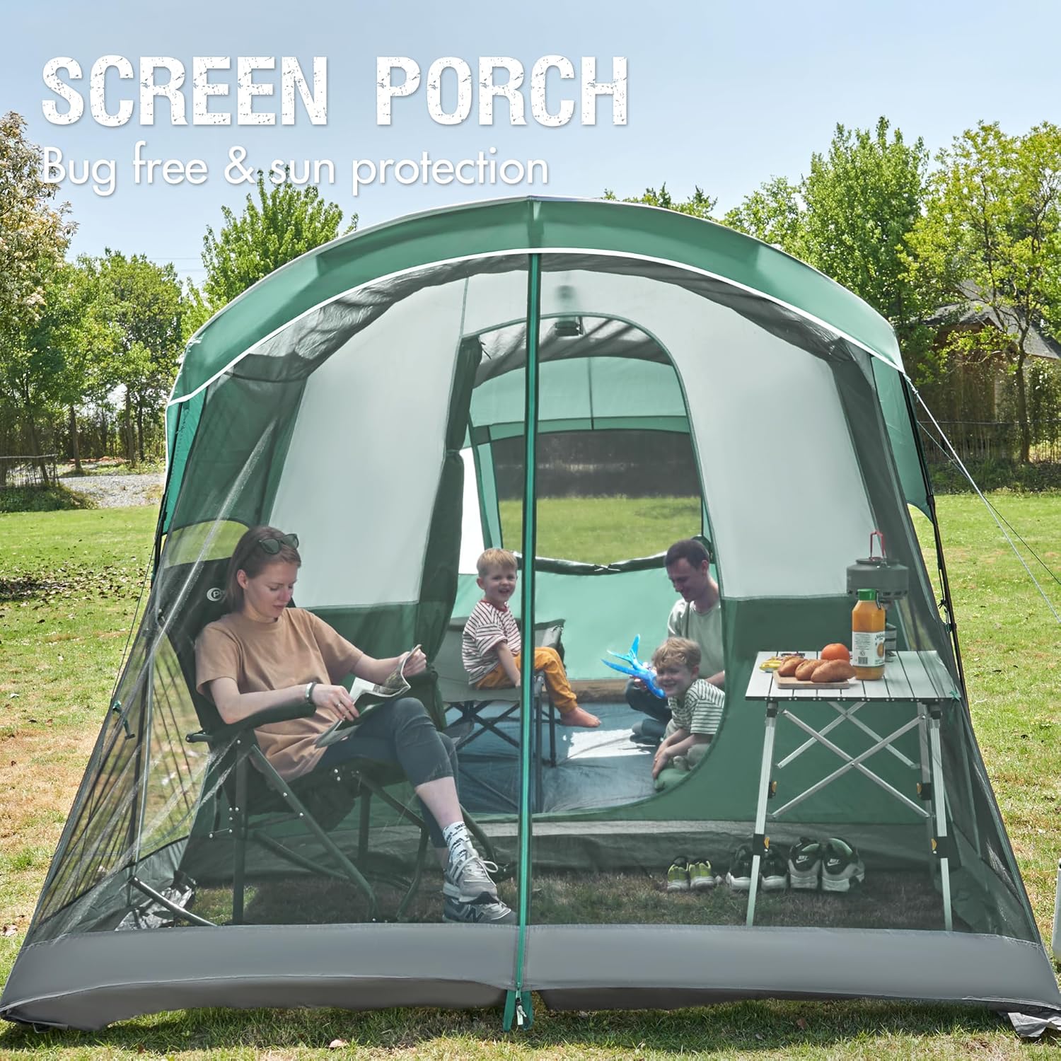 PORTAL 6/8/10 Person Family Camping Tent with Screen Room Water Resistant Big Tunnel Tent wourant