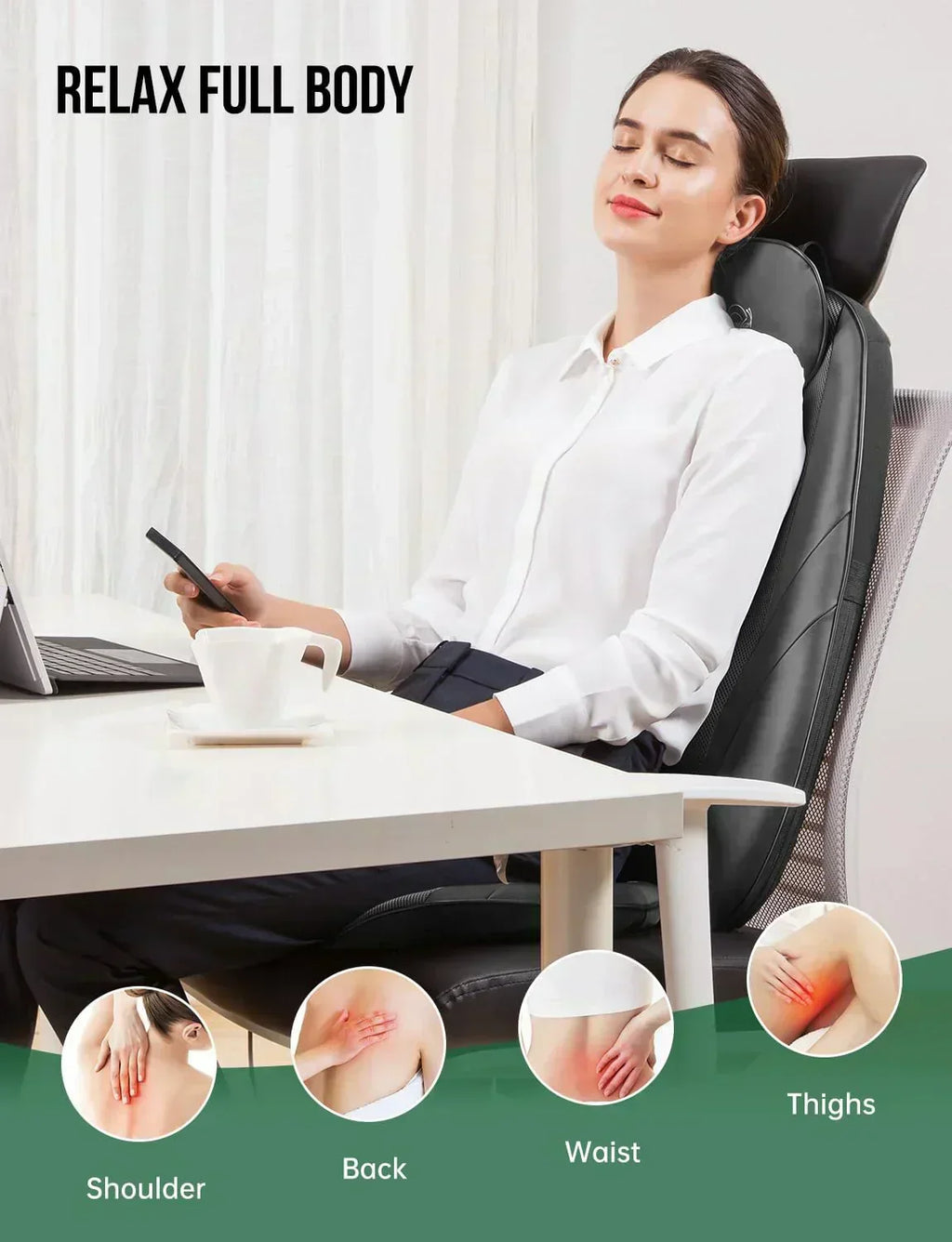Snailax Shiatsu Massage Cushion with Heat Massage Chair Pad Kneading Back Massager for Home wourant