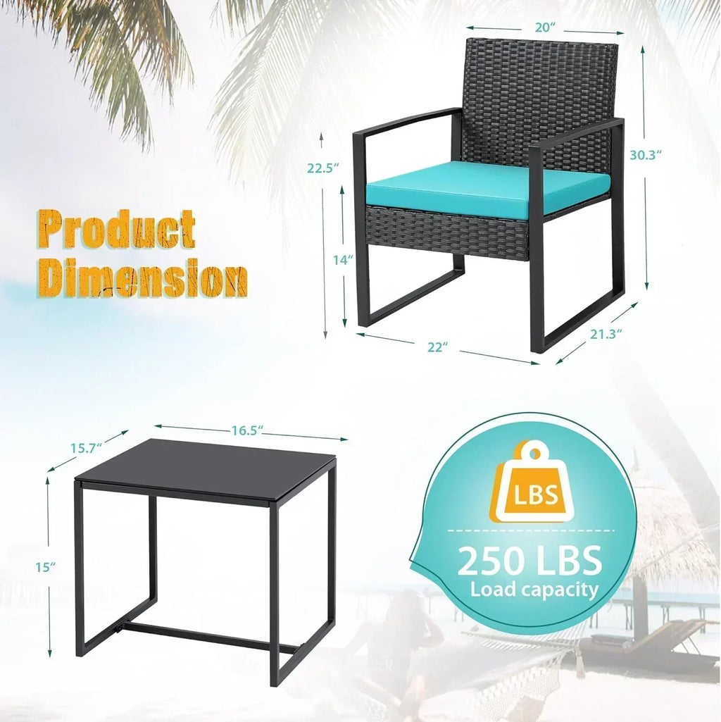 Flamaker 3 Pieces Patio Set Outdoor Wicker Furniture Sets Modern Rattan Chair Conversation Sets wourant