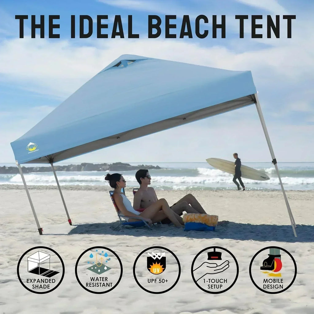 10x10 Pop-Up Awning One-Click Installation Beach Tent Outdoor Sunshade Silver Coated Top wourant