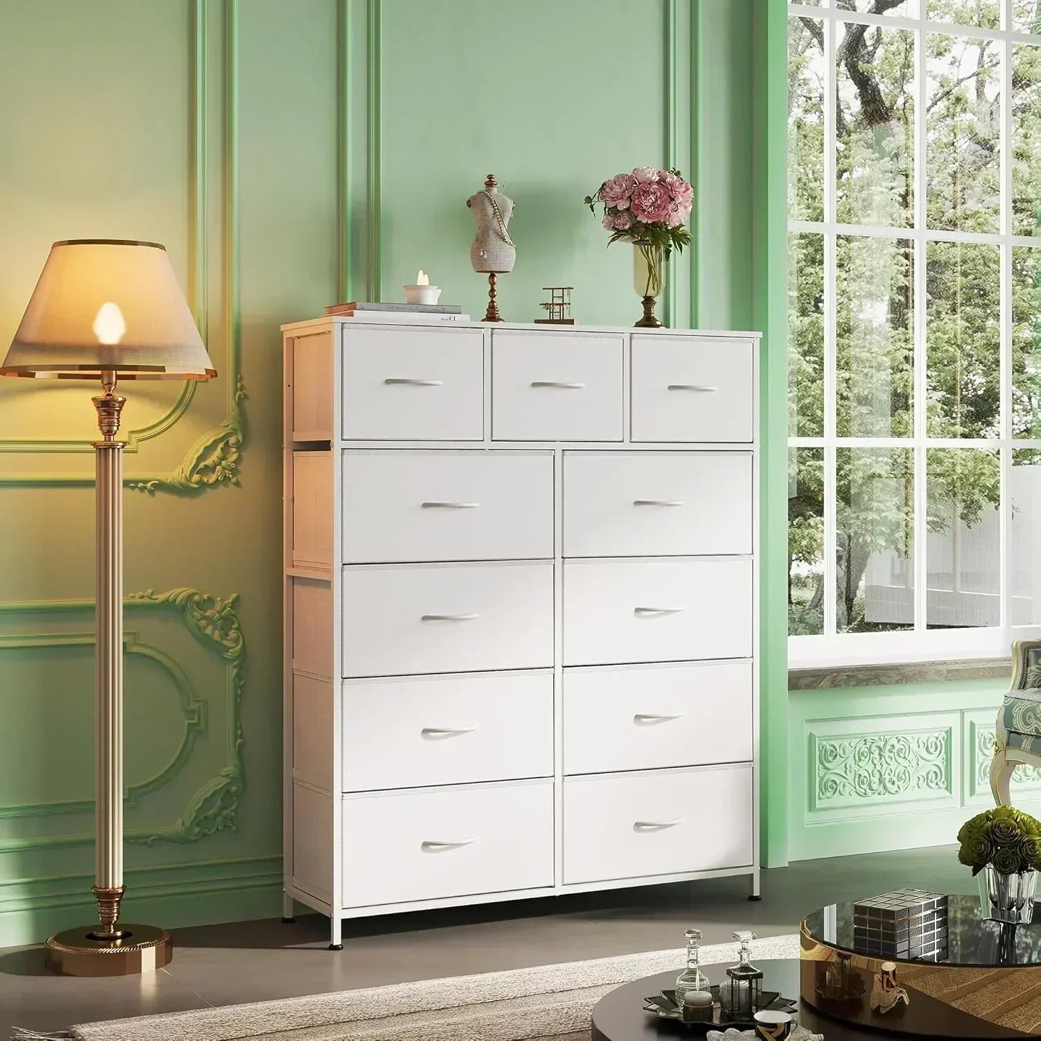 Storage Organizer Unit 11 Fabric Bins Storage Drawers Organizer Steel Frame Tall Storage Tower wourant