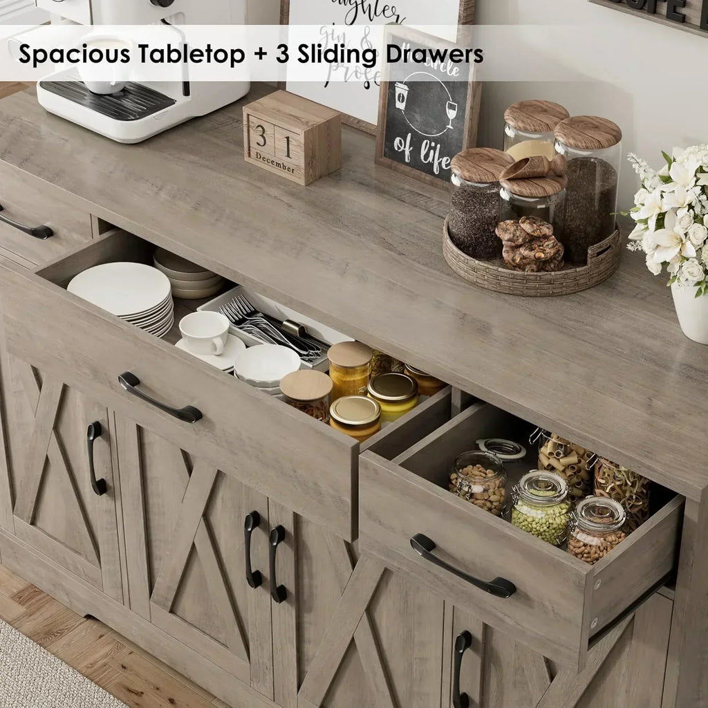 Sideboard with drawers large 55-inch sideboard modern farmhouse wood kitchen dining table wourant