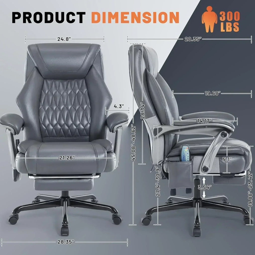 Massage Office Chair with Heating and Footrest Ergonomic Executive Reclining Office Chair wourant