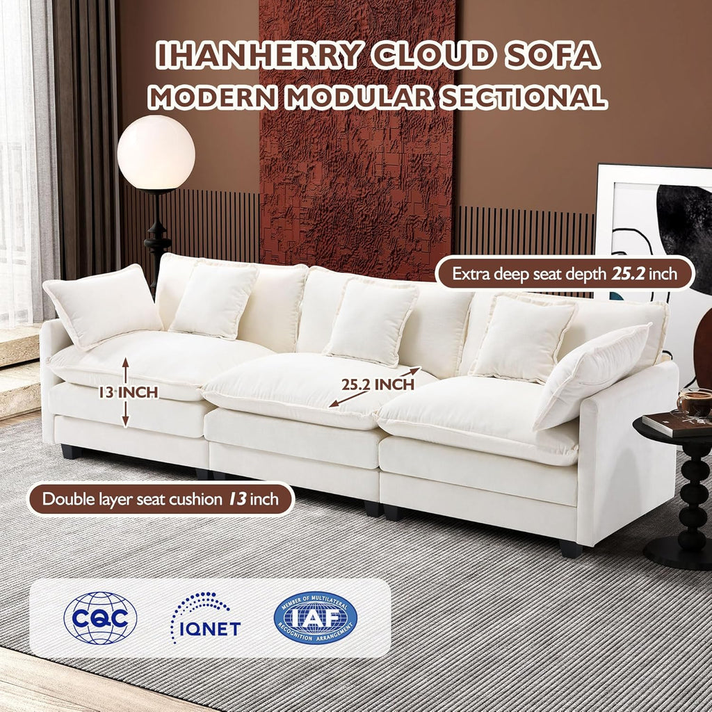 ihanherry 146-inch U-shaped modern sofa modular area cloud sofa wourant