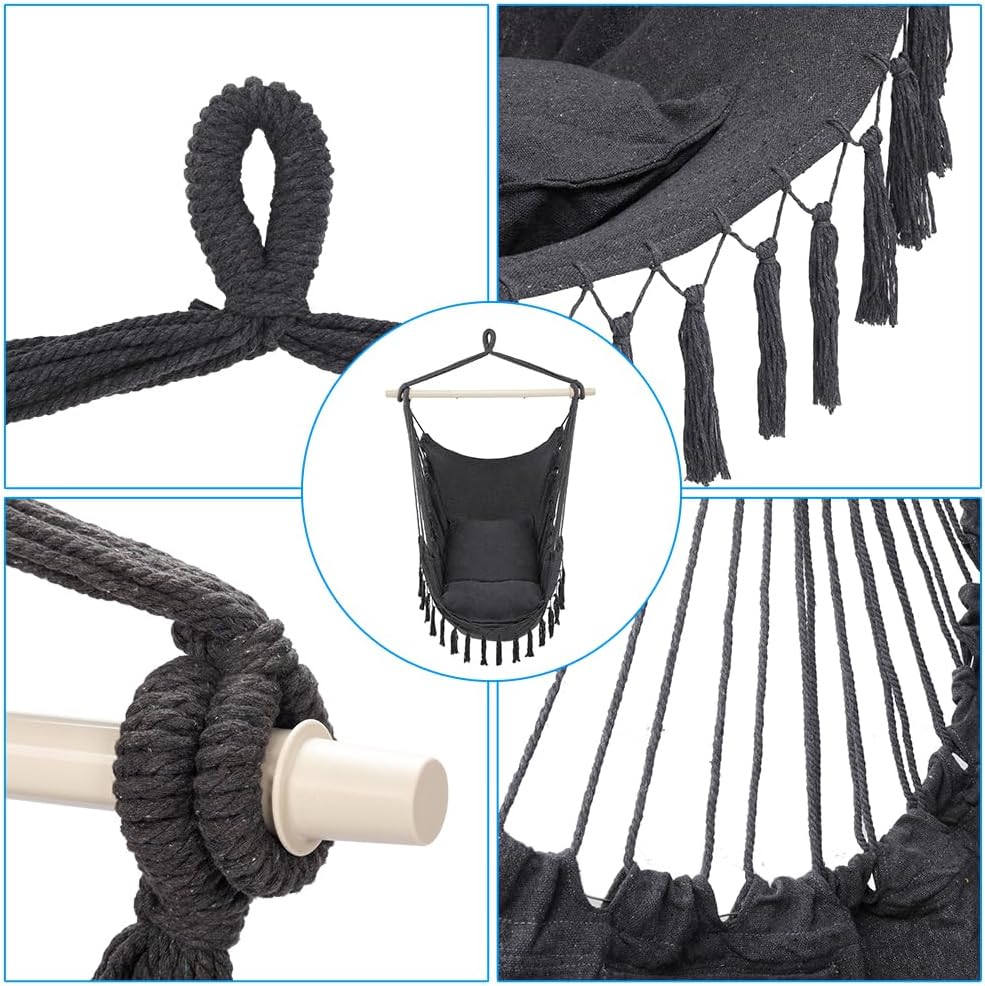 ONCLOUD Hammock Chair Hanging Rope Swing Load Capacity Macrame Hammock Swing Seat wourant