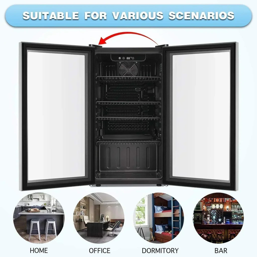 Antarctic Star Beverage Refrigerator Cooler 68 Can Mini Fridge with Glass Door for Beer Drinks Wine wourant