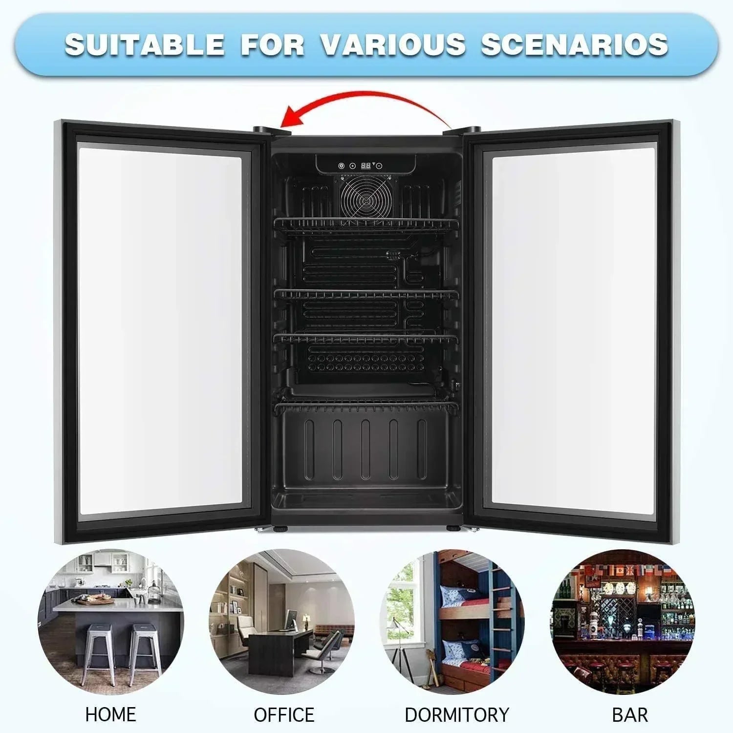 Antarctic Star Beverage Refrigerator Cooler 68 Can Mini Fridge with Glass Door for Beer Drinks Wine wourant