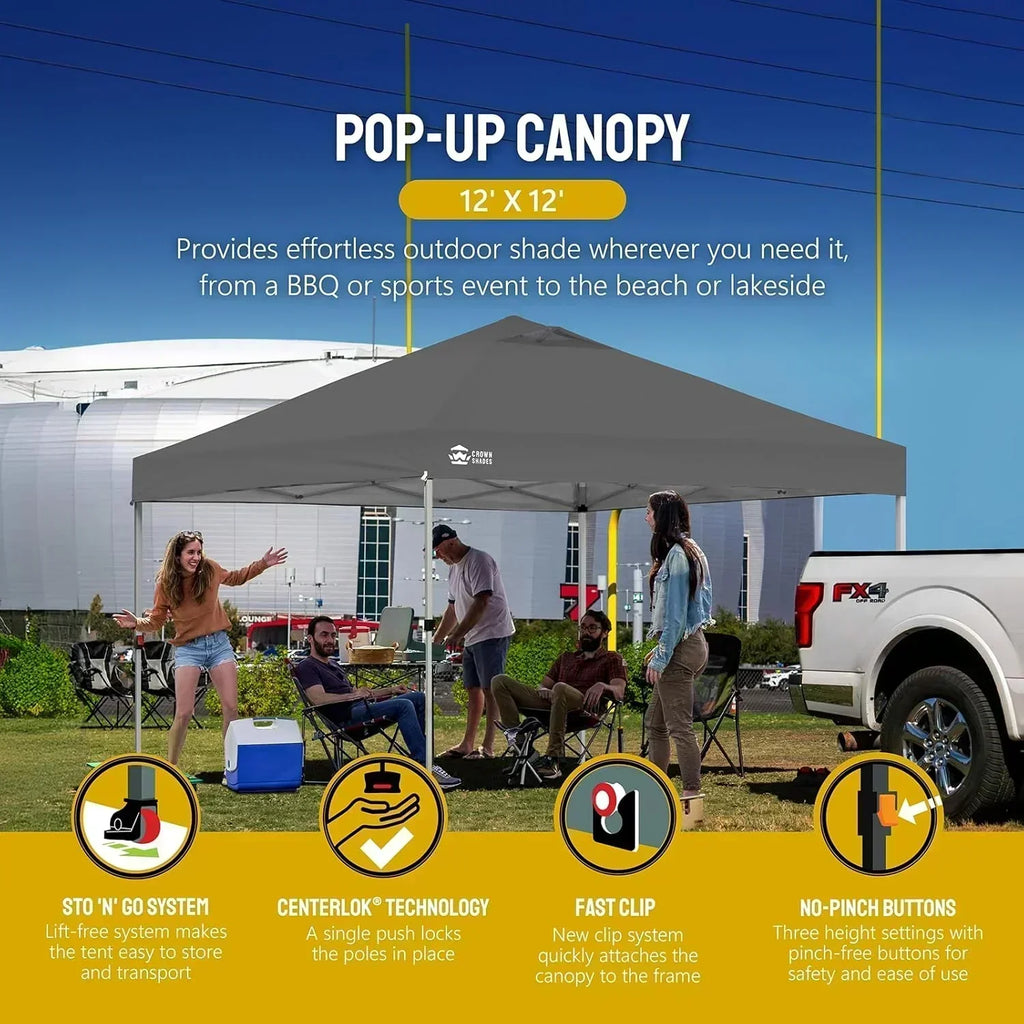10x10 Pop-Up Awning One-Click Installation Beach Tent Outdoor Sunshade Silver Coated Top wourant