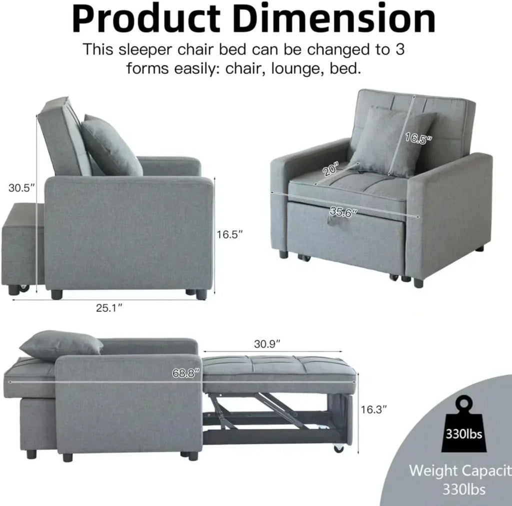 Sofa Bed Chair Convertible Sleeper Sofa with Pull-Out Bed wourant