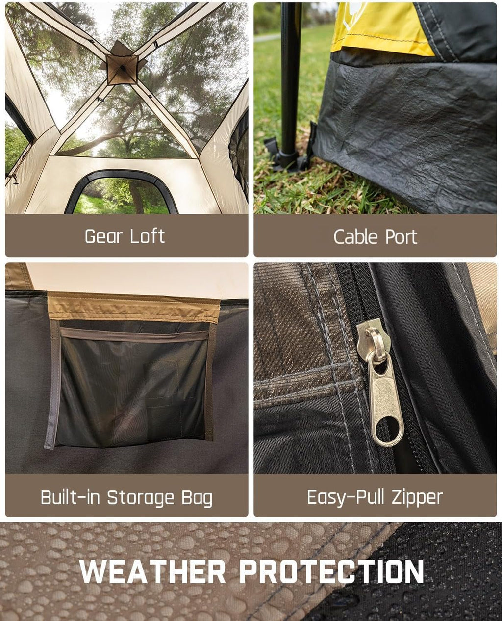 Portable camping tent for 4/6/8/10 people with instant cabin and rainproof and windproof wourant
