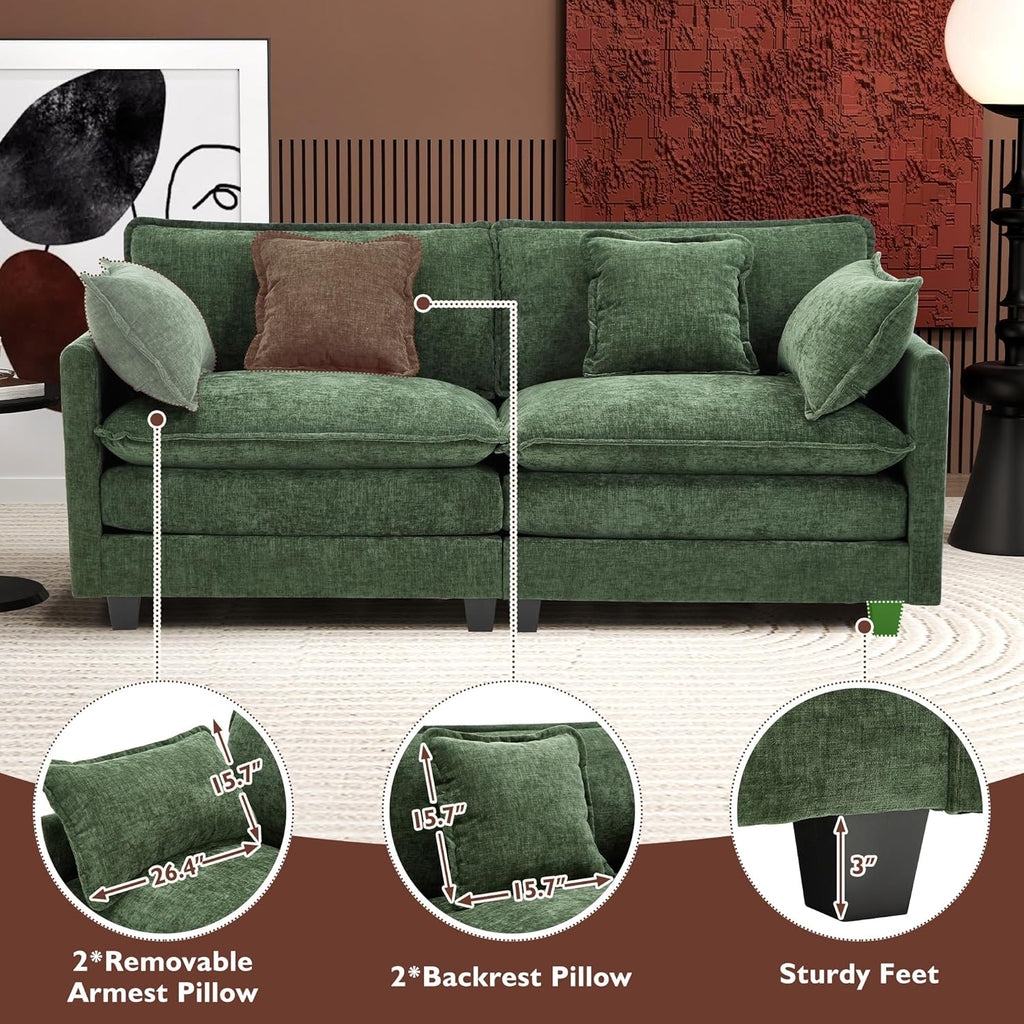 111.4 Inch L Shaped Modern Sofa Modular Cloud Sofa with Ottoman 4 Seater Chenille Deep Seat Sofa wourant
