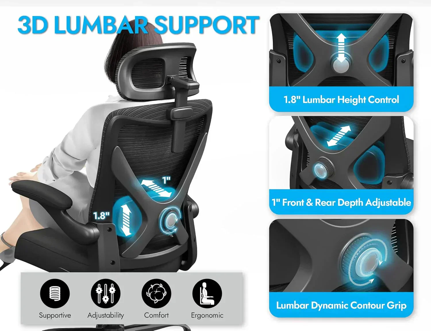Office computer desk and chair gaming chair with lumbar support and headrest wourant