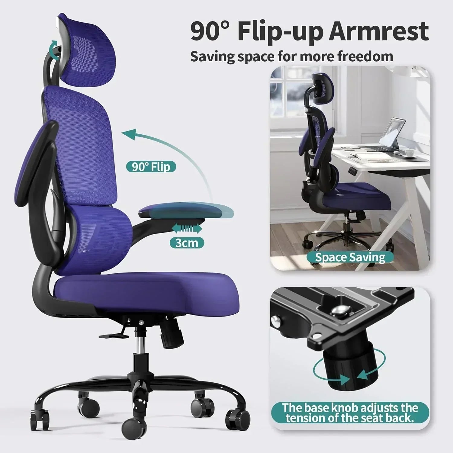TRALT Office Chair Ergonomic Desk Chair 330 lbs Home Gaming Chair with Wheels wourant
